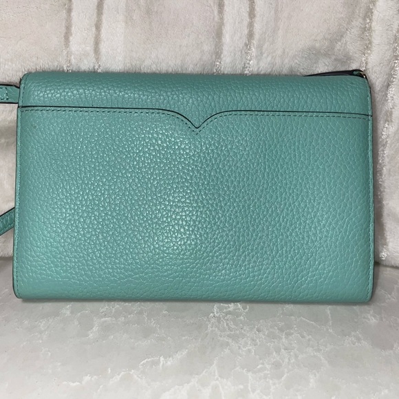 EUC Kate Spade Harlow Wallet on a String Aqua Bloom - Picture 3 of 8